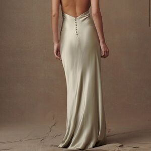 Meshki Elegant Satin Wedding Dress - Cream